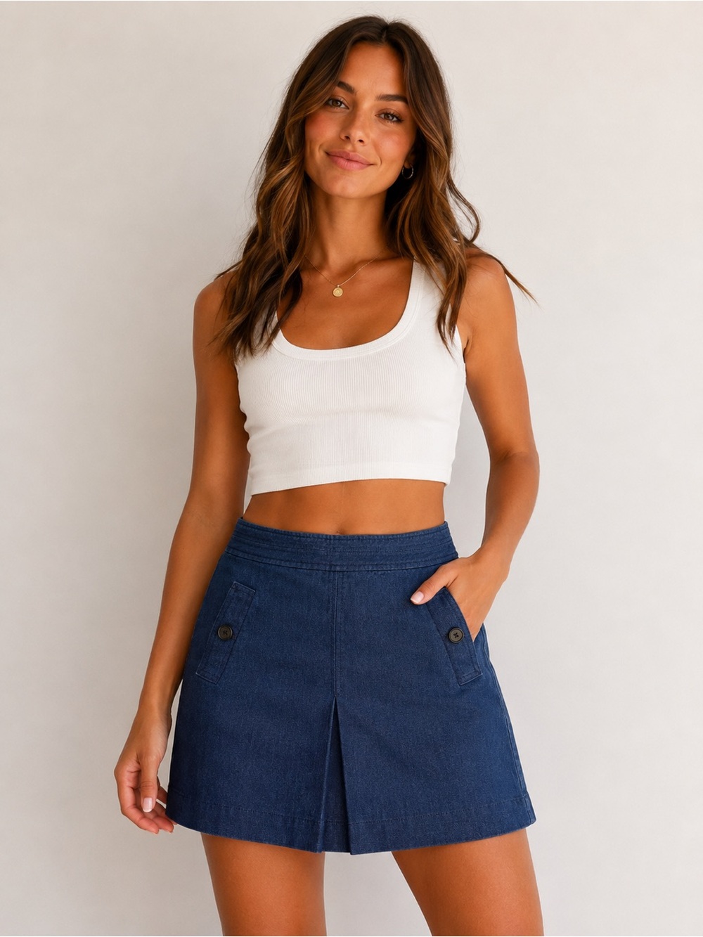 LOFT Navy A-Line Mini Skort